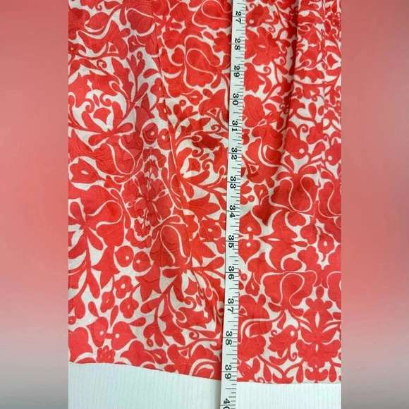 Tory Burch Silk Blend Floral Shift Dress Women size 6 Coral - Picture 12 of 13